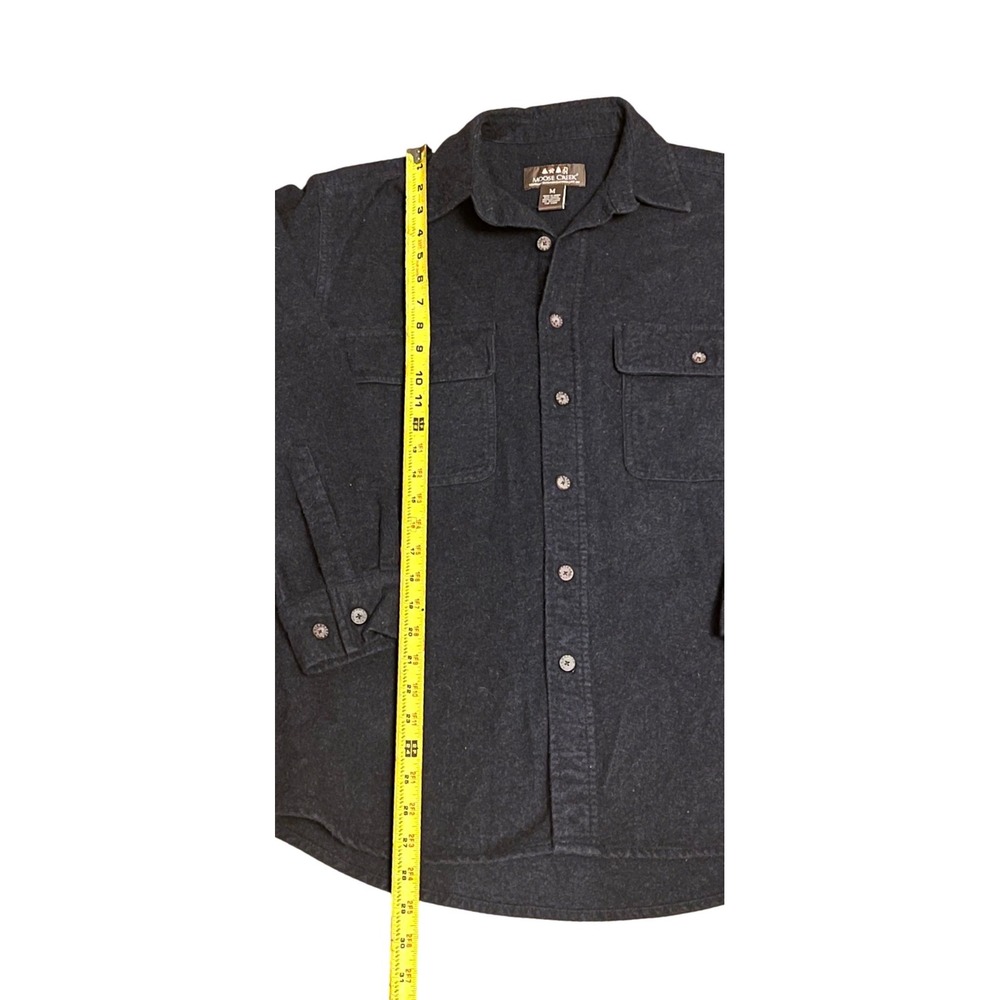 Moose Creek Mens Dark‎ Gray Button Up Flannel Shirt with Chest Pocket Sz Med - Picture 9 of 11